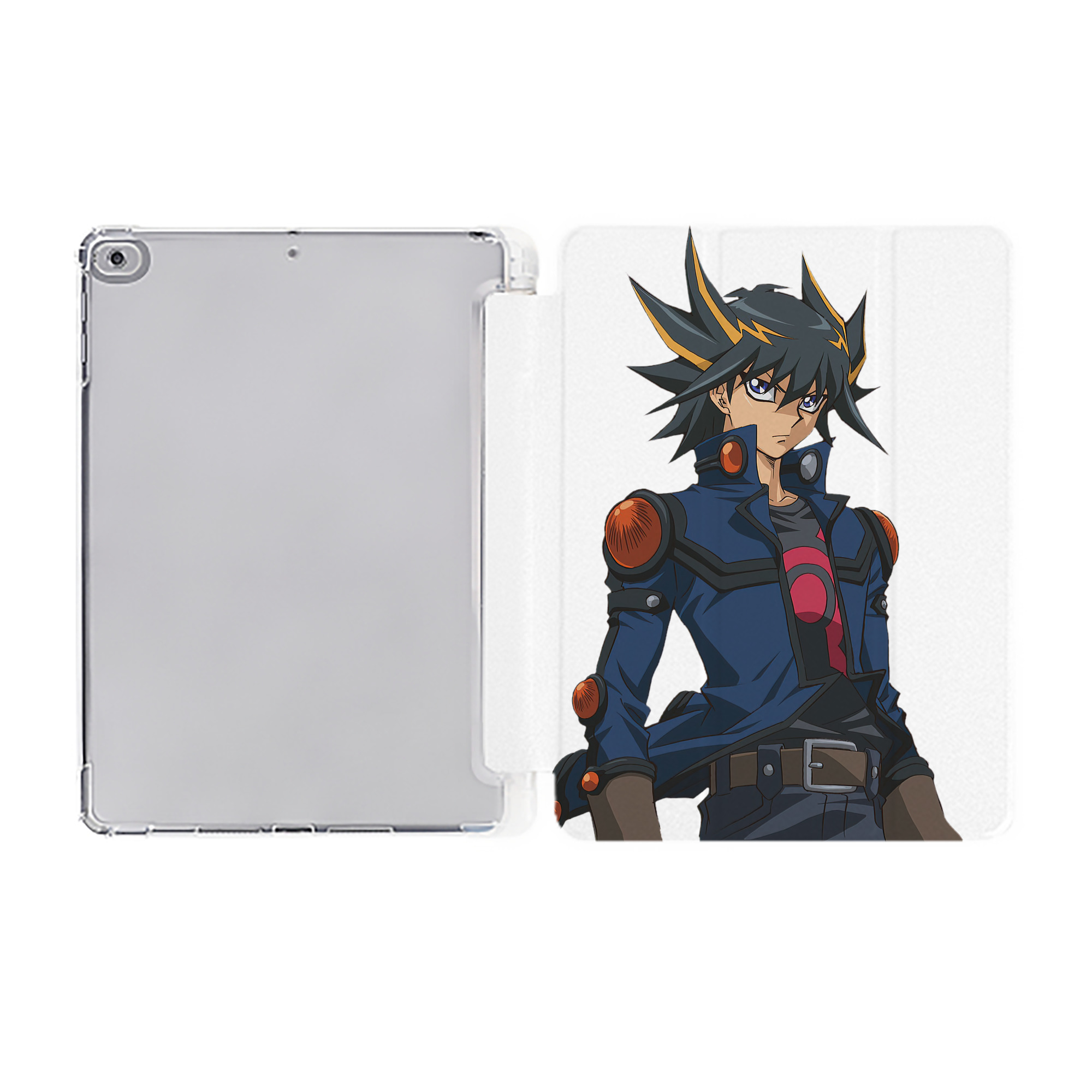 （画像用） 遊☆戯☆王 Yu-Gi-Oh! IPad ケース ペン収納付き 三つ折りスタンド PUレザー×シリコン 対応機種9.5/10.5/10.9インチ